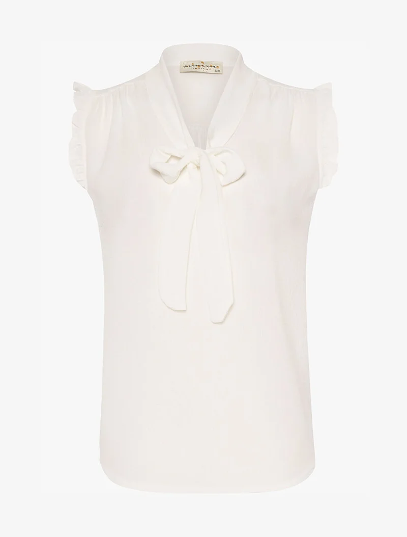 Bluse mit Bindekragen - weiß