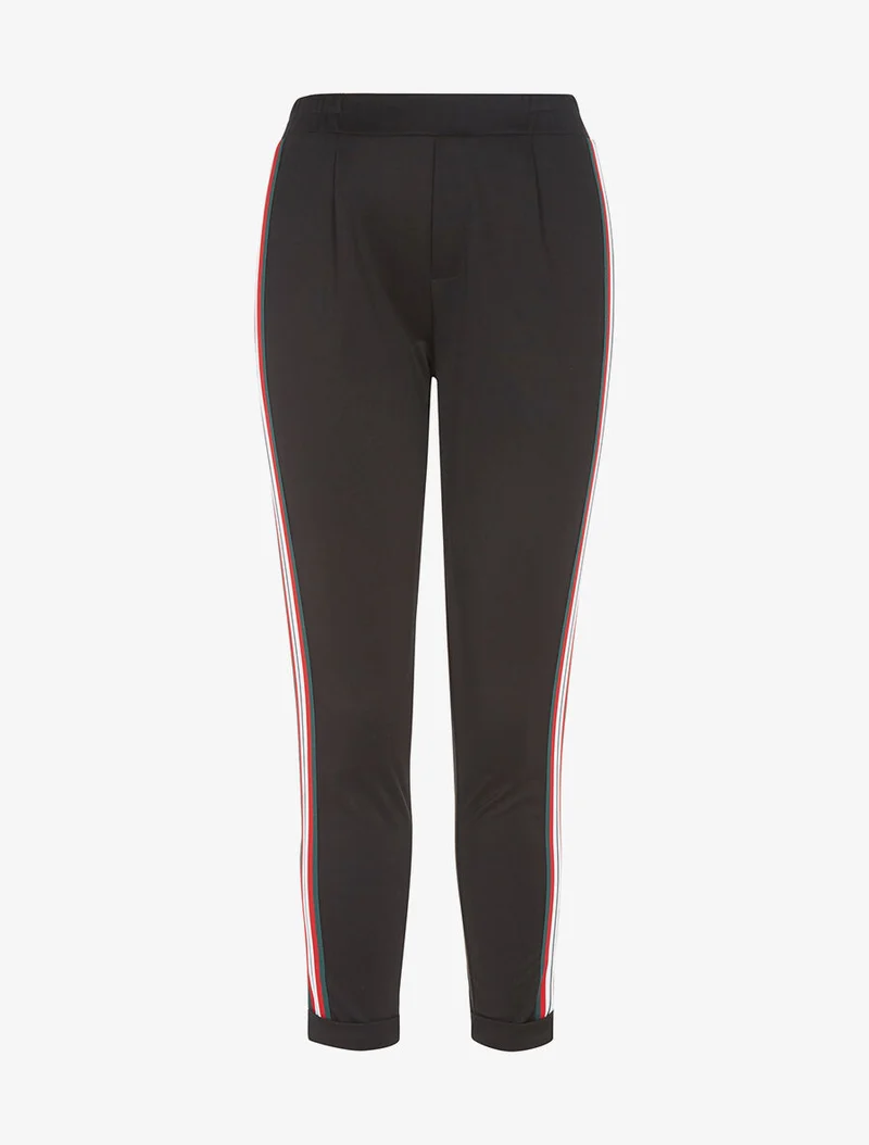 Jogpants 7/8 mit Seitenstreifen - schwarz/rot