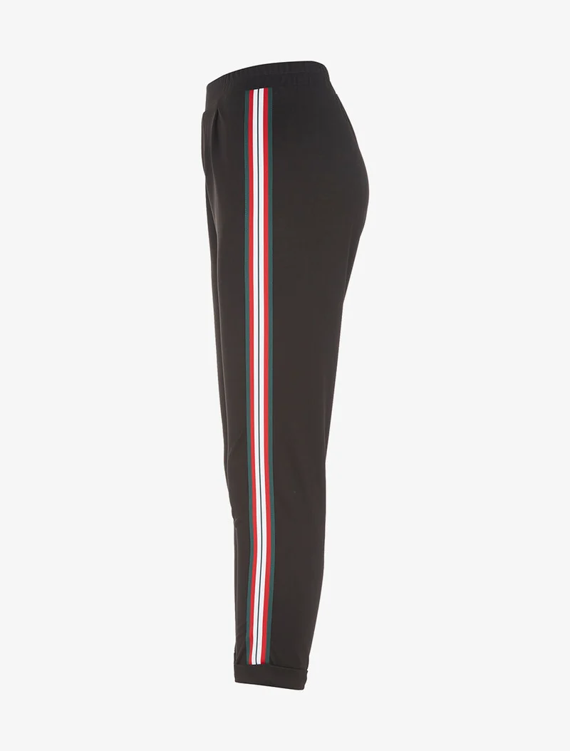 Jogpants 7/8 mit Seitenstreifen - schwarz/rot