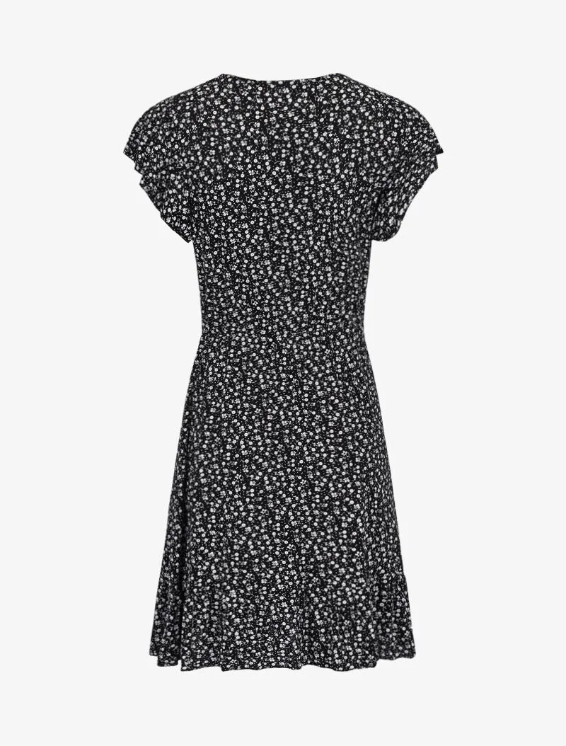 Kleid mit kleinem Blumenmuster - schwarz