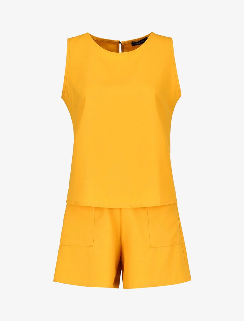 Tanktop- und fließendes Shorts-Set - gelb