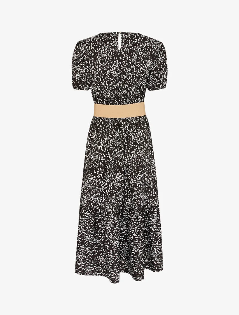 Geblümtes Kleid mit Ballonärmeln - schwarz