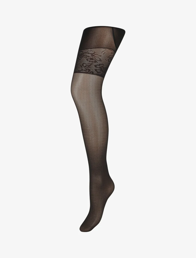 Stilisierte Oberschenkelstrumpfhosen - Schwarz