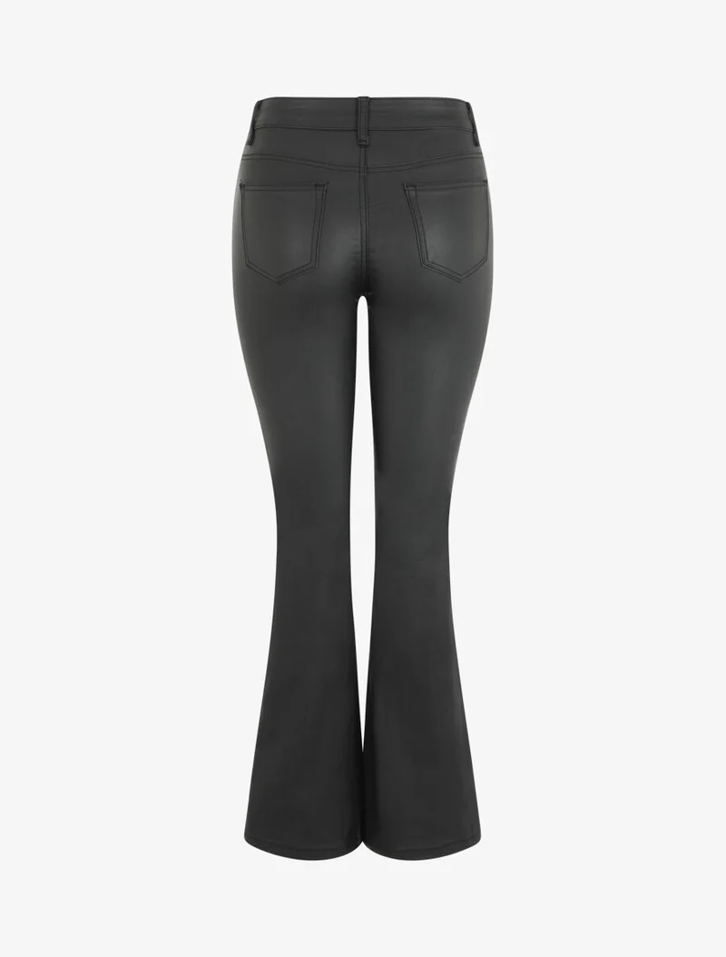 Kunstlederhose mit Schlag - Schwarz