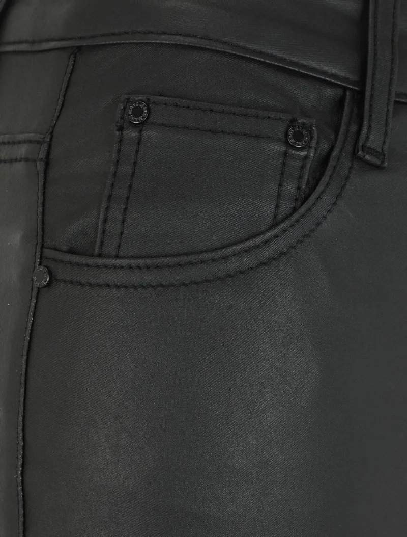 Kunstlederhose mit Schlag - Schwarz