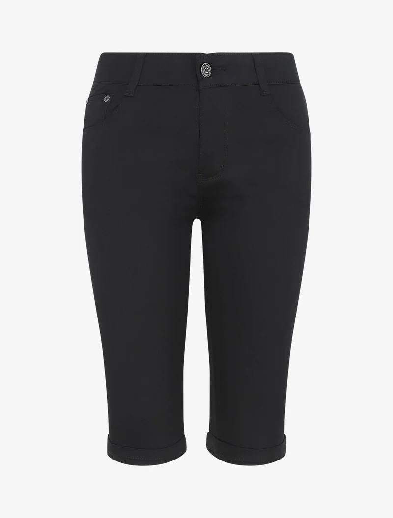 Einfarbige Bermuda-Shorts mit geradem Schnitt - Schwarz