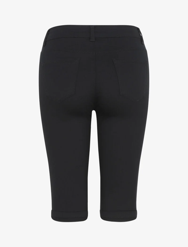 Einfarbige Bermuda-Shorts mit geradem Schnitt - Schwarz