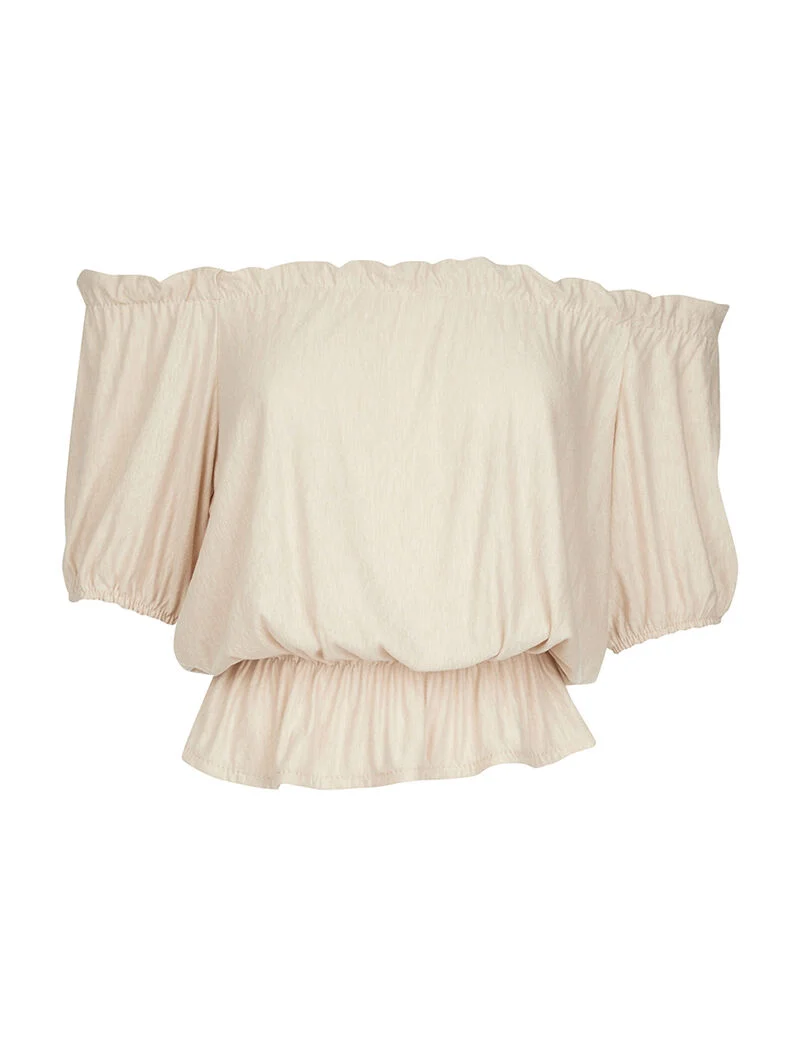 Unifarbene elastische Bluse - beige