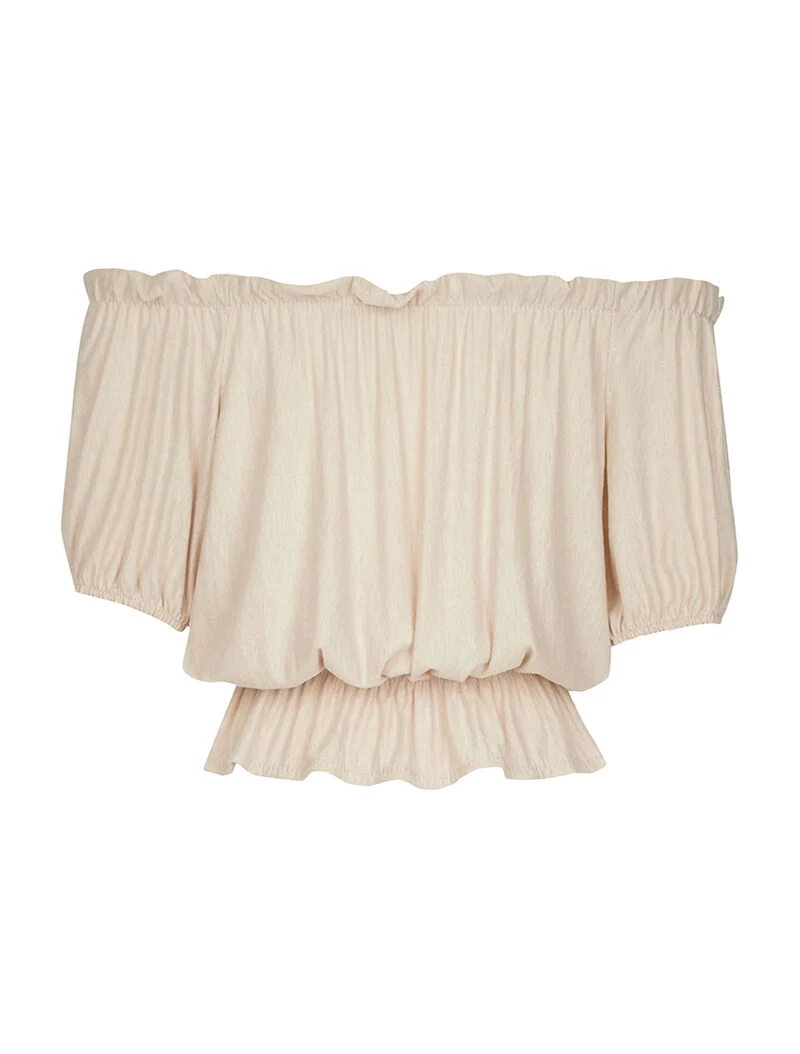 Unifarbene elastische Bluse - beige