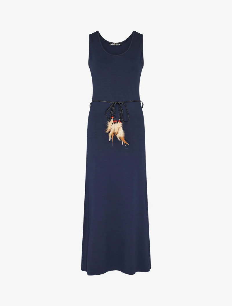 Langes Tanktop-Kleid mit offenen Seiten - Marine