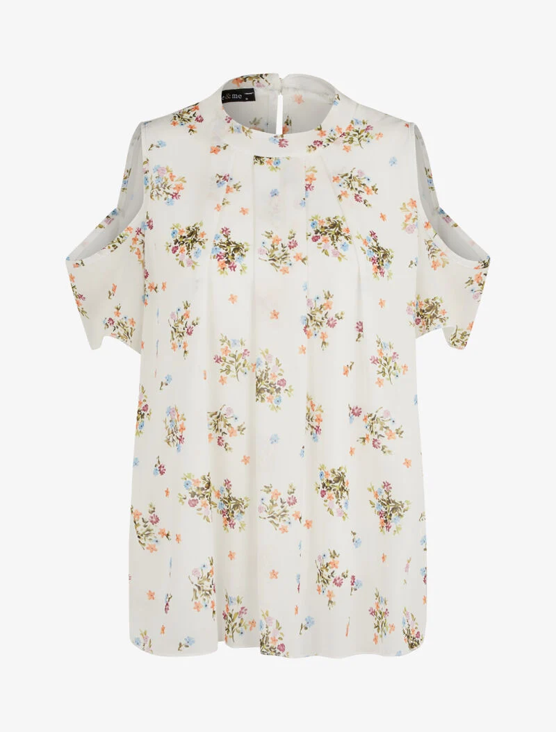 Oversize-Karobluse mit Ausschnitten - weiß