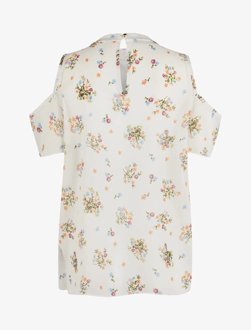 Oversize-Karobluse mit Ausschnitten - weiß