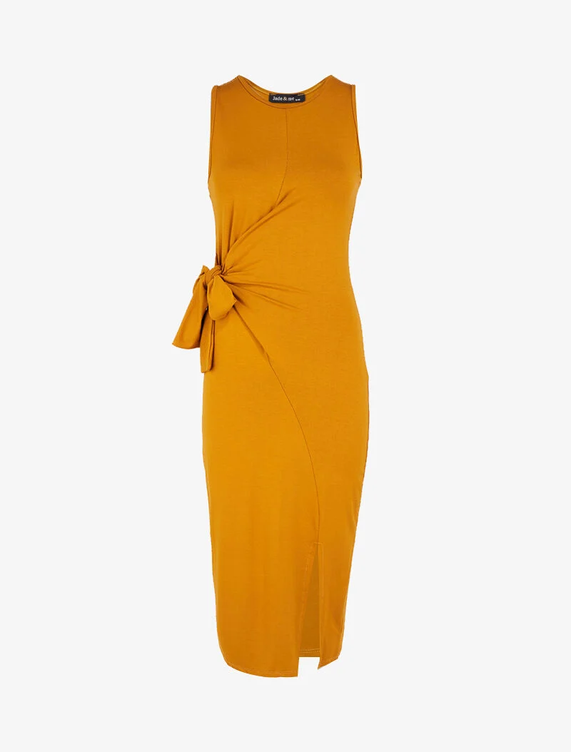 Kleid mit Bindeeinsätzen - gelb