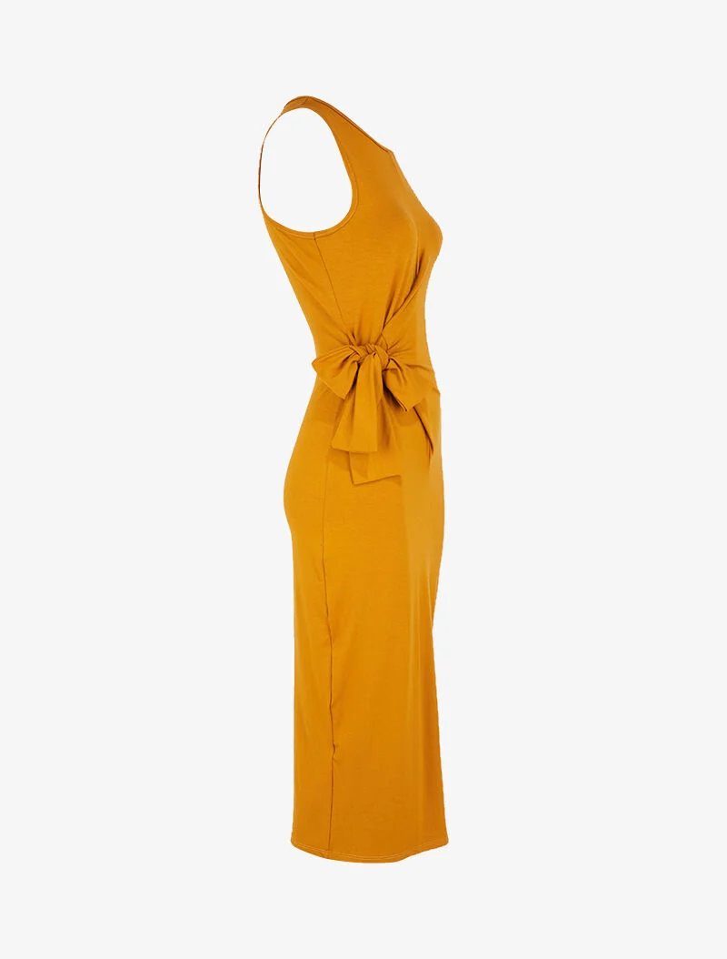 Kleid mit Bindeeinsätzen - gelb