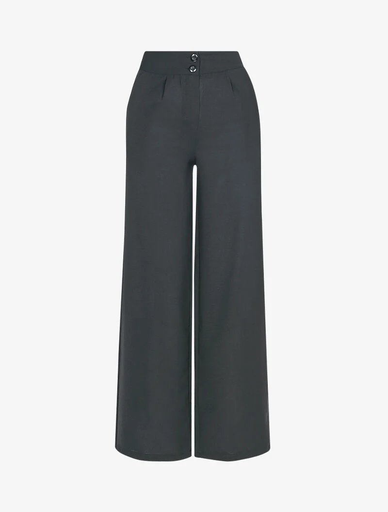 Weit geschnittene gerade Hose - schwarz
