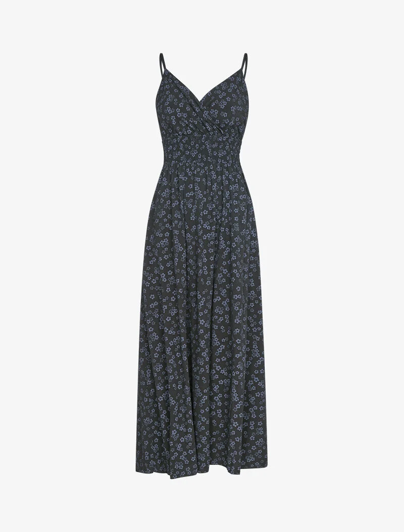 Empire-Taille-Kleid mit Drucken - schwarz