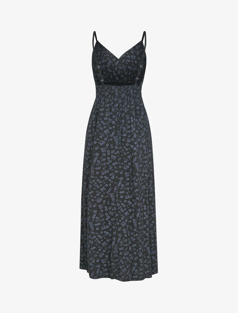 Empire-Taille-Kleid mit Drucken - schwarz