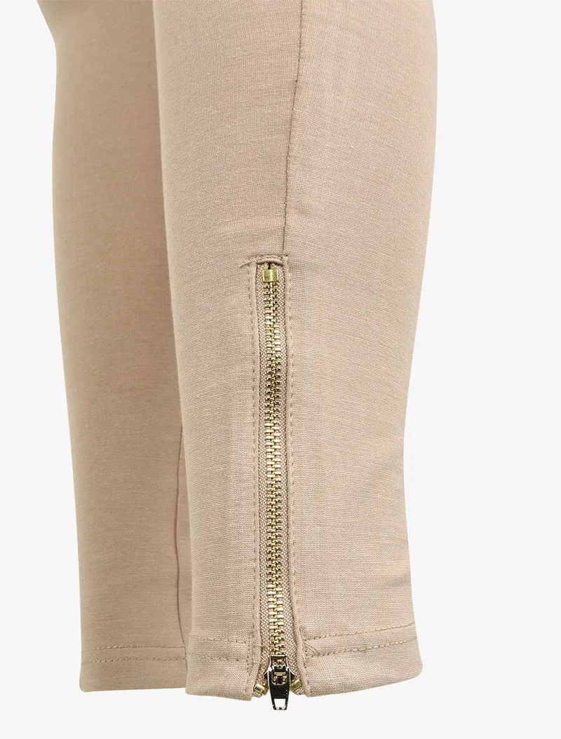 Ultraskinny-Leggings mit Reißverschlüssen an den Knöcheln - Beige