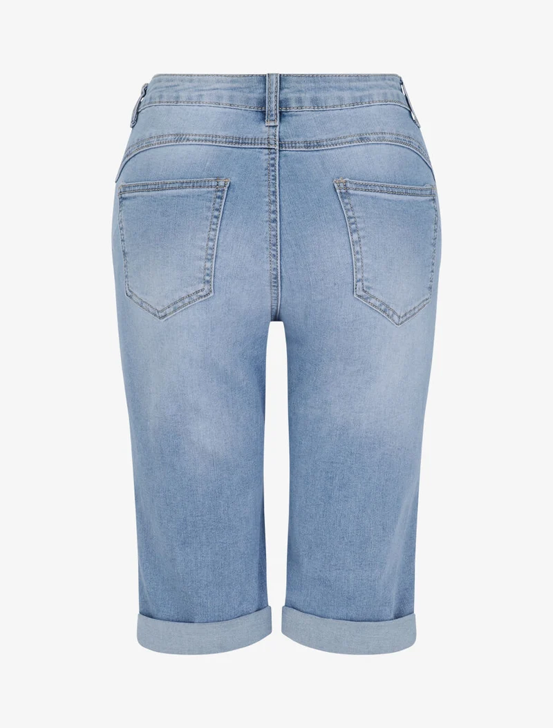 Jeans-Bermuda mit umschlagbaren Rändern - Hellblau