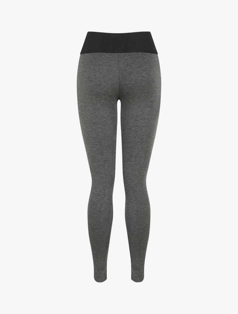 Ultra-skinny Leggings mit strukturierter Taille und Reißverschluss - Meliertes Grau