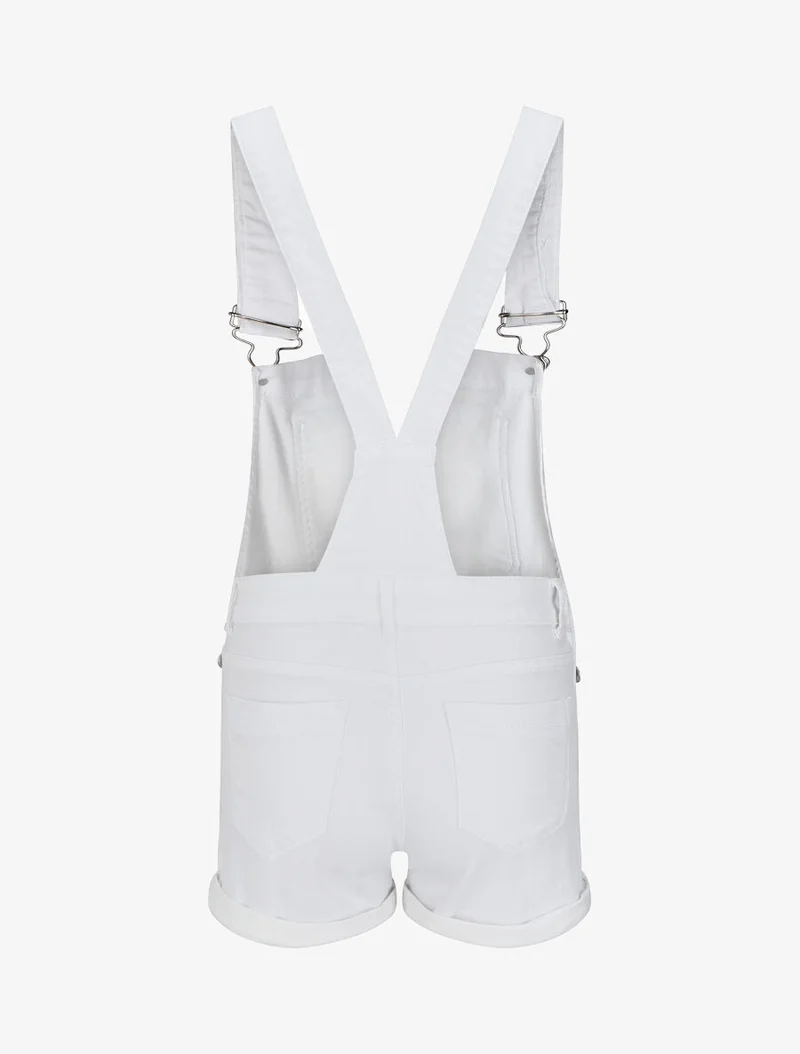 Jeans-Short-Latzhose - Weiß