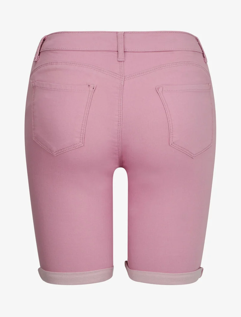 Stretch-Bermuda mit Umschlag - Rose