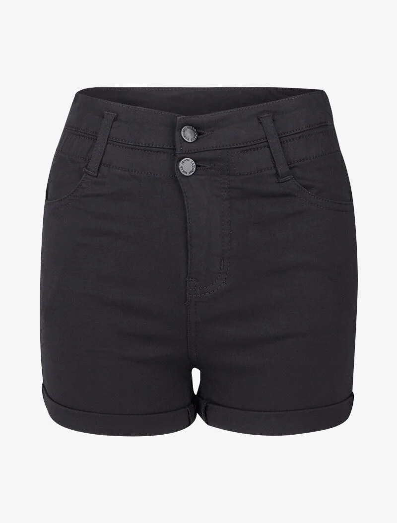 Kurze Taille im Mom-Fit-Stil - Schwarz