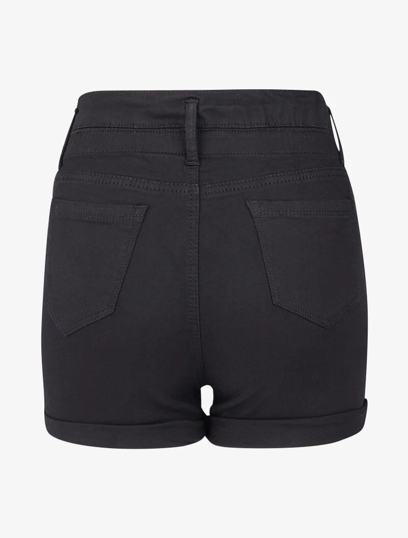 Kurze Taille im Mom-Fit-Stil - Schwarz