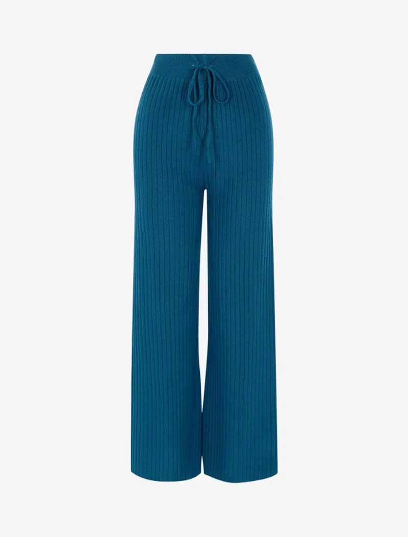 Winterhose aus Rippstrick - Türkis