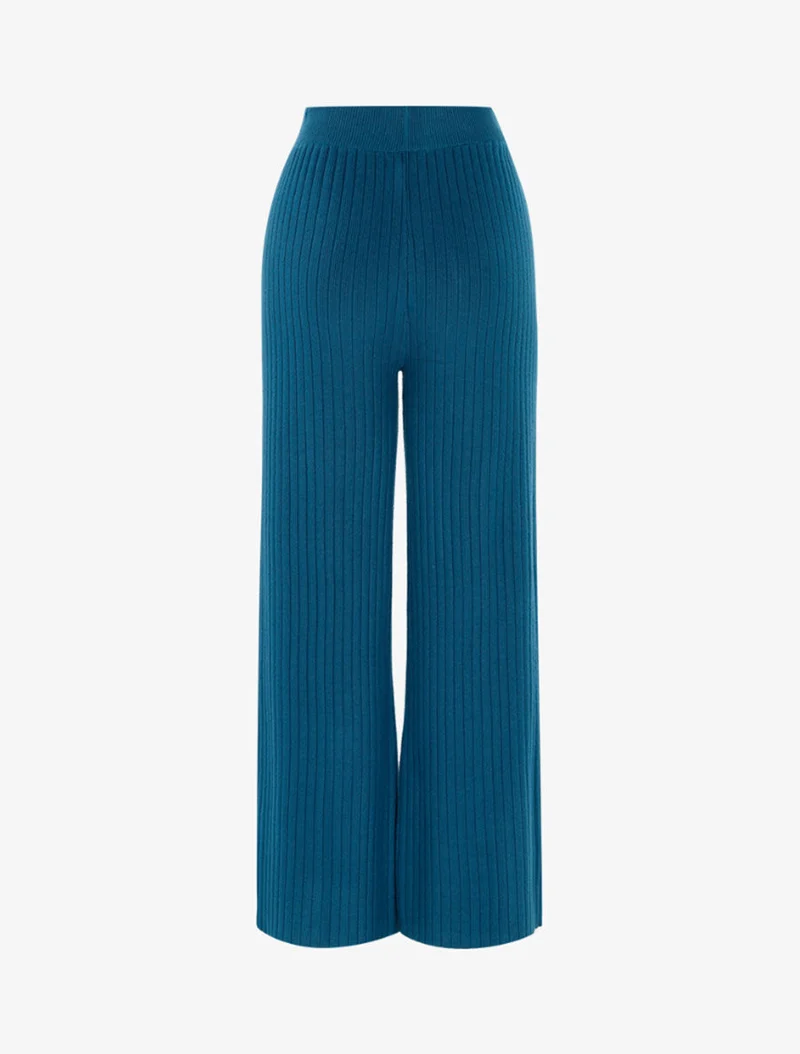 Winterhose aus Rippstrick - Türkis