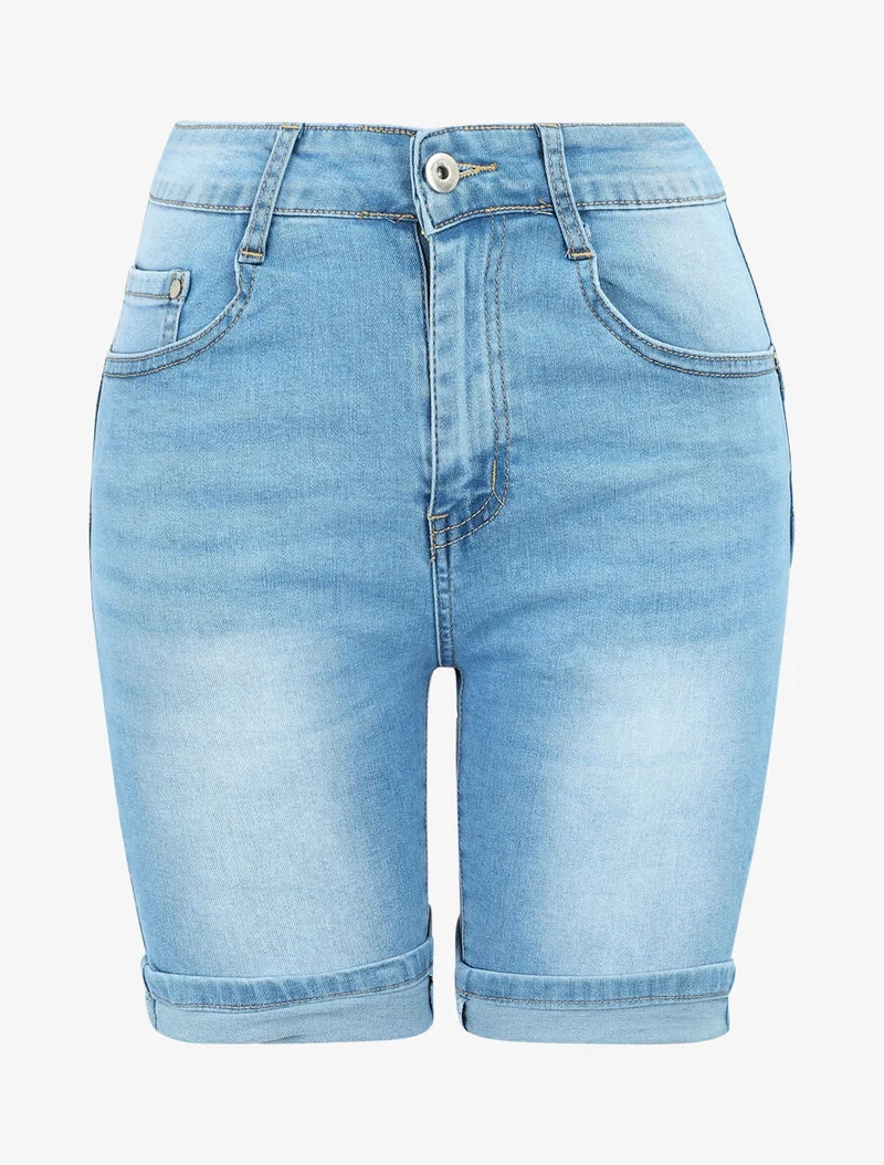 Jeansshorts im Used-Look - Hellblau
