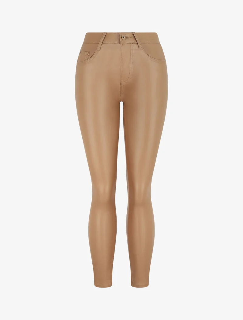 Skinny-Hose aus Kunstleder - Kamel