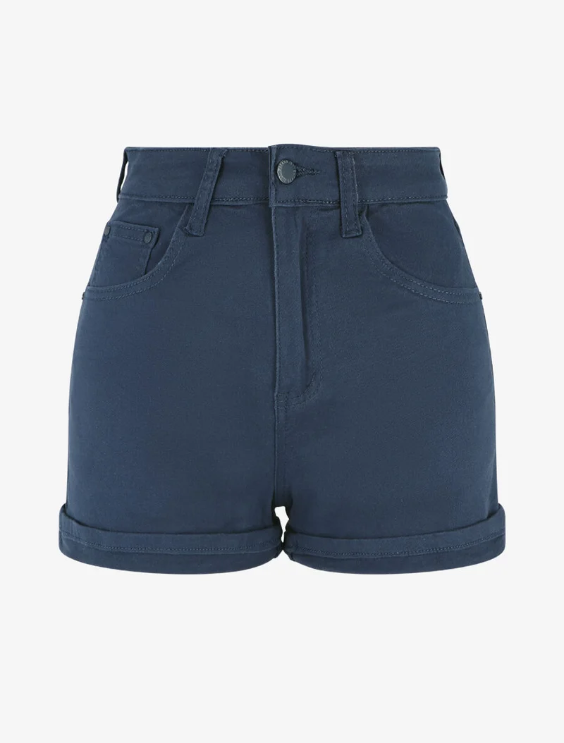Kurze einfarbige Hose mit Säumen - Marine