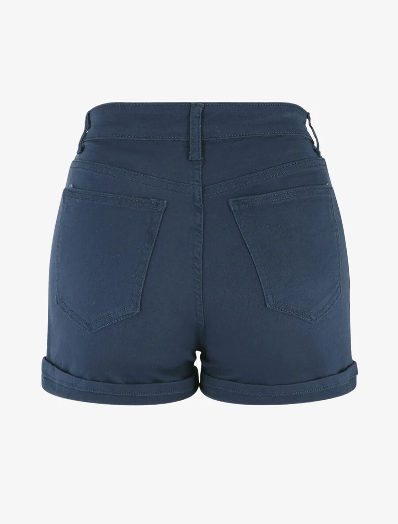 Kurze einfarbige Hose mit Säumen - Marine