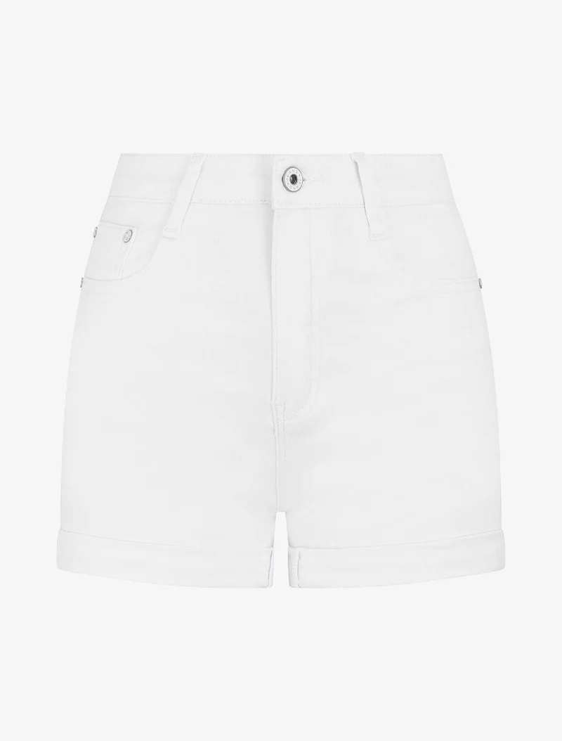 High-Waist-Jeansshorts - Weiß