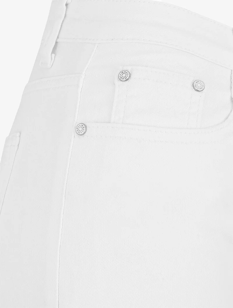 High-Waist-Jeansshorts - Weiß