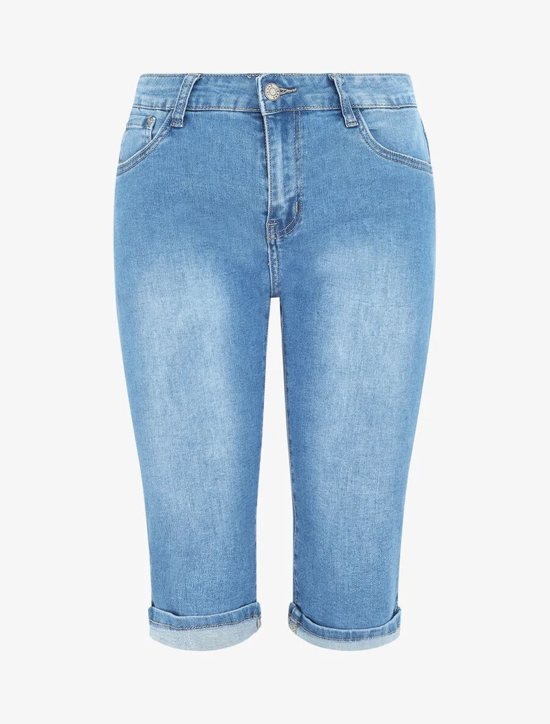 Basic Jeans Bermuda mit geradem Schnitt - Blau