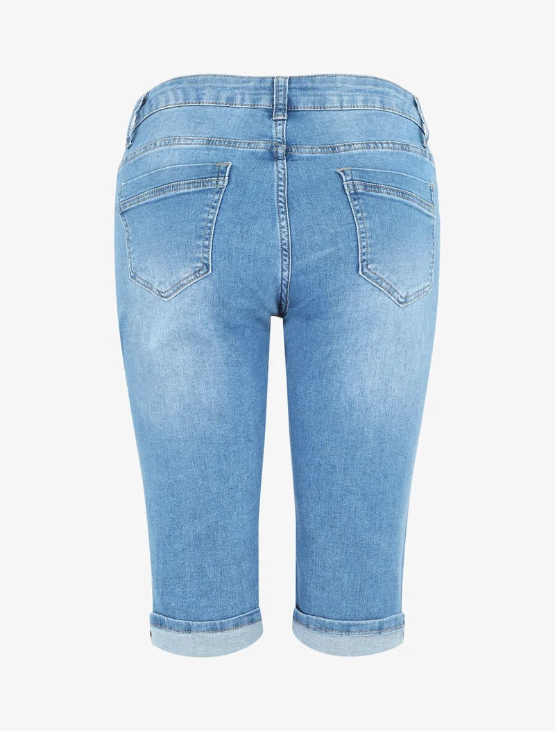 Basic Jeans Bermuda mit geradem Schnitt - Blau