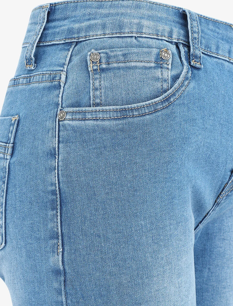 Basic Jeans Bermuda mit geradem Schnitt - Blau