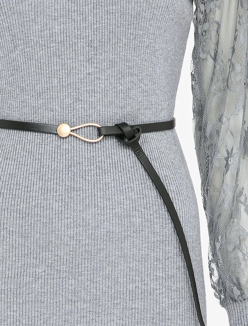 Geripptes Kleid mit Ärmeln aus Blumen-Spitze - Grau