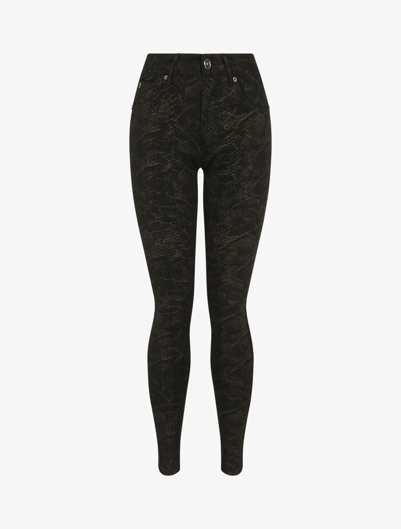 Ultra-skinny-Hose mit goldfarbenem Schuppenmuster - Schwarz