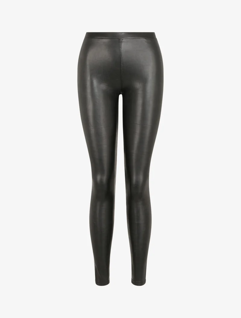 Stretch-Leggings aus Kunstleder - Schwarz