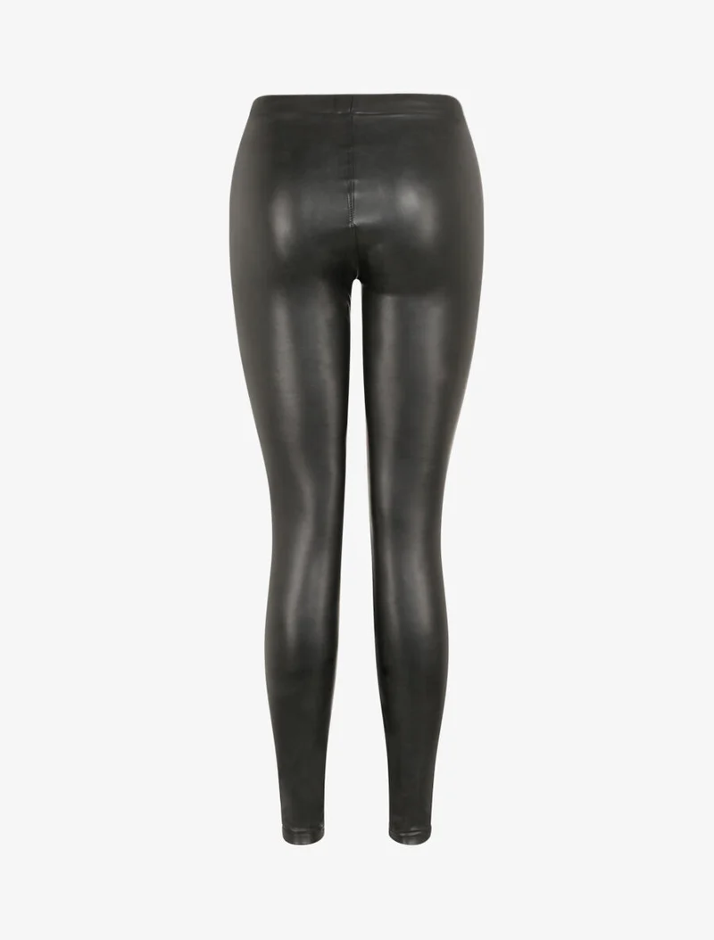 Stretch-Leggings aus Kunstleder - Schwarz