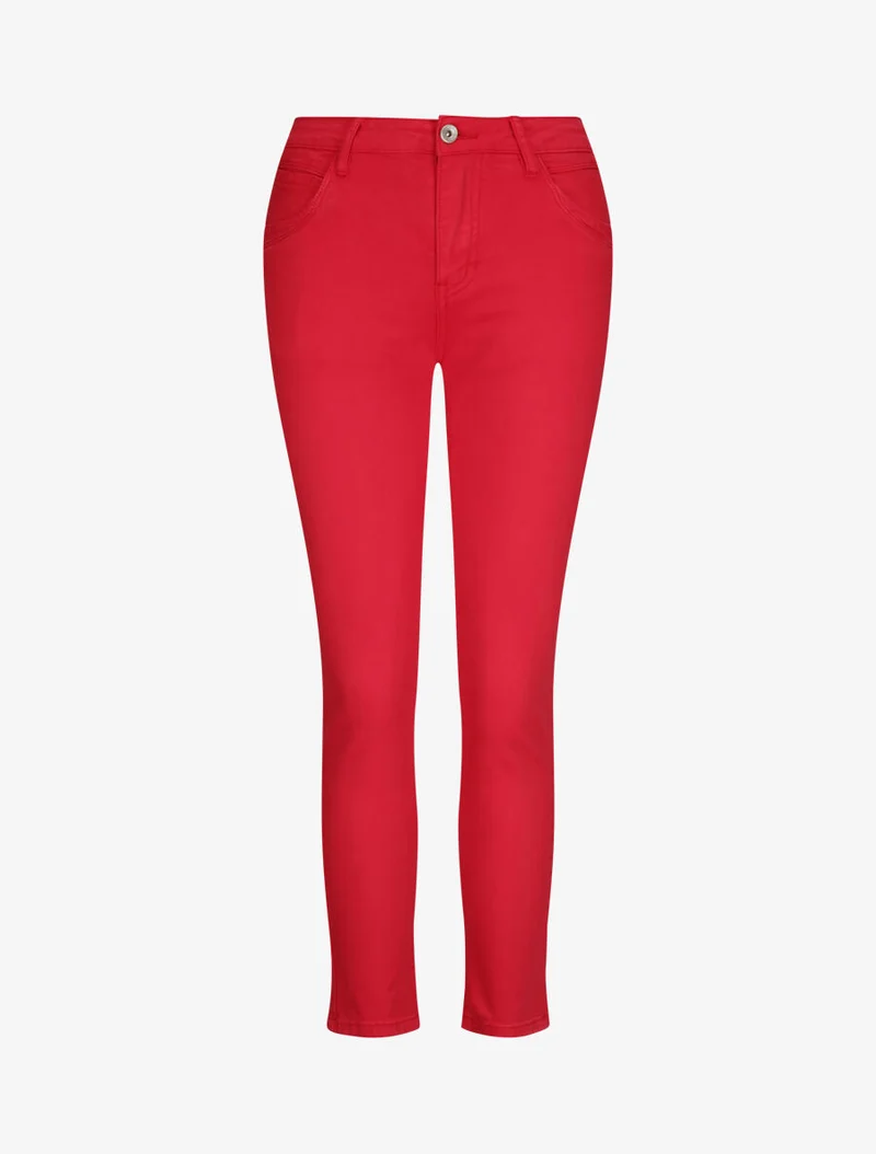Gerade geschnittene einfarbige Hose - Rot