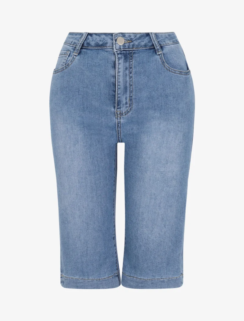 Jeans-Bermuda in Übergröße mit geradem Schnitt - Hellblau