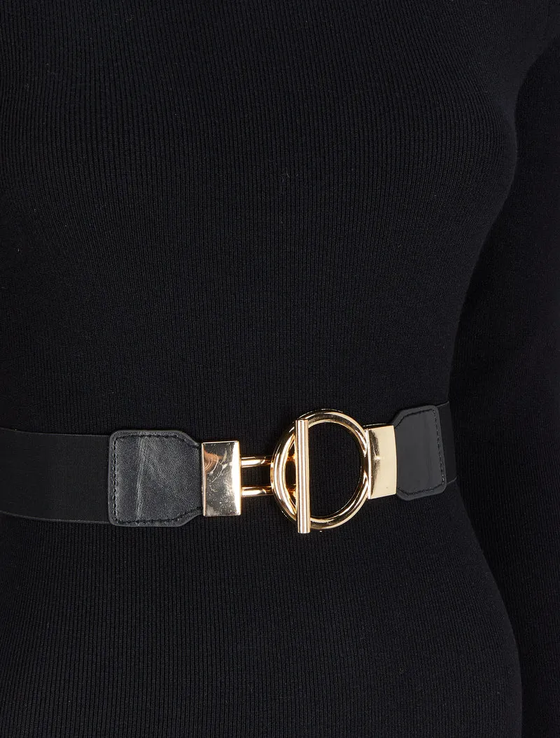 Langes Strickkleid mit Rollkragen - Schwarz