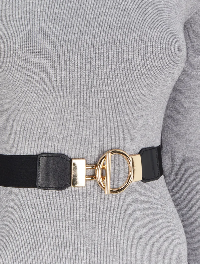 Einfärbiges Pulloverkleid mit stilisiertem Gürtel - Meliertes Grau