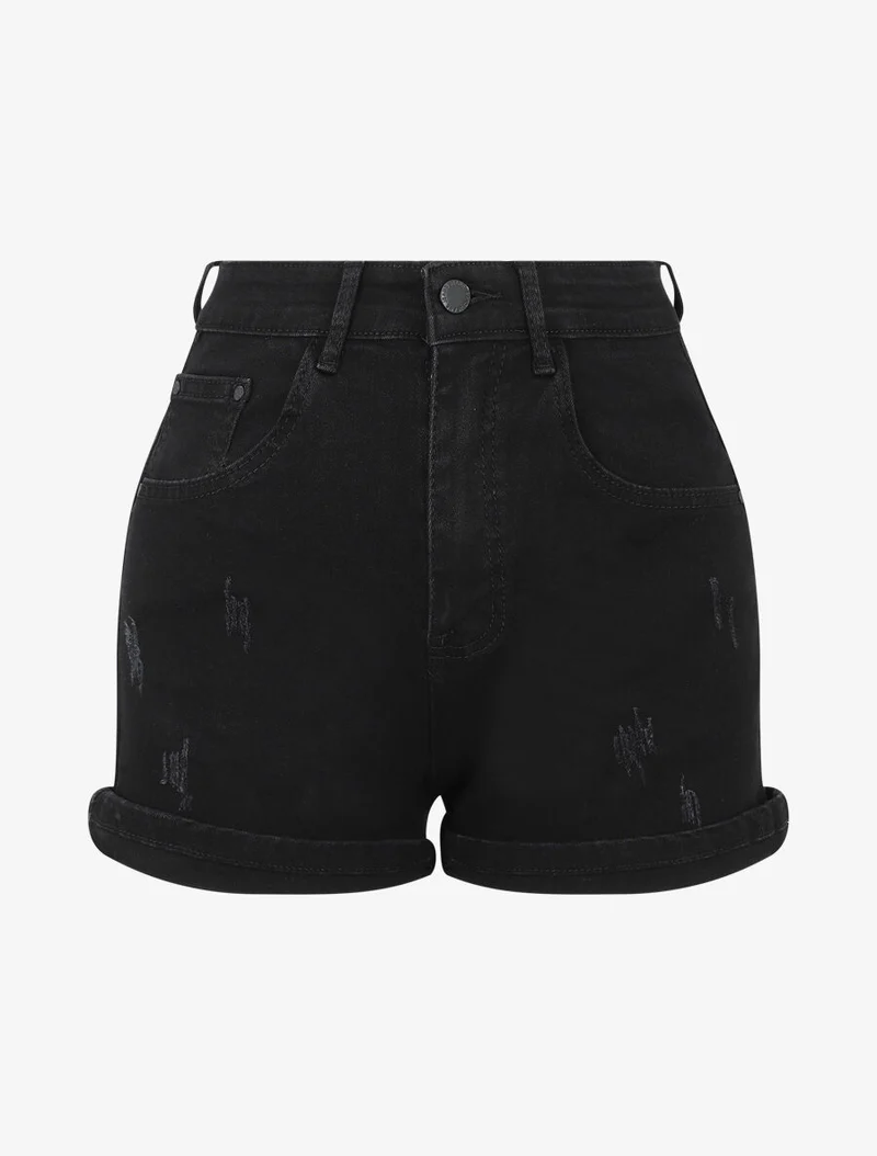 Kurze Push-up-Shorts mit Kratzern - Schwarz