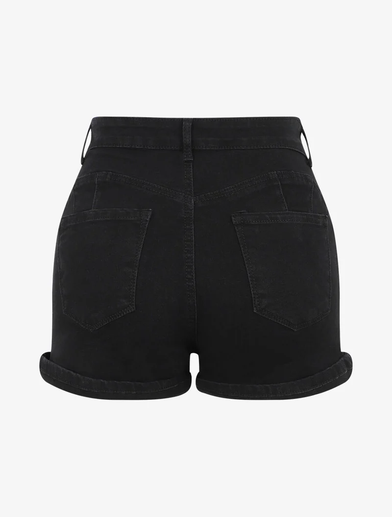 Kurze Push-up-Shorts mit Kratzern - Schwarz