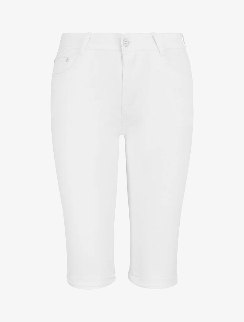 Einfarbige Bermuda-Shorts mit geradem Schnitt - Weiß